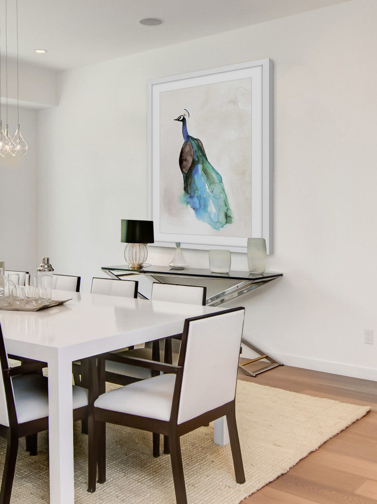 Marmont Hill, "Peacock Back" by Christine Lindstrom Framed Painting Print, 12x18