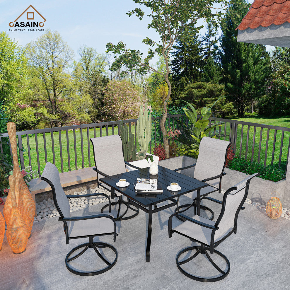 CASAINC 2 Piece Textilene Fabric Iron Frame Swivel Dining Chair