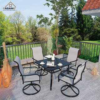 CASAINC 2 Piece Textilene Fabric Iron Frame Swivel Dining Chair