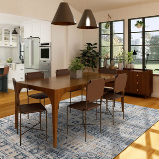 Haleena Inca Navy/Gold Polyester Blend Area Rug, 7'6"x9'6"