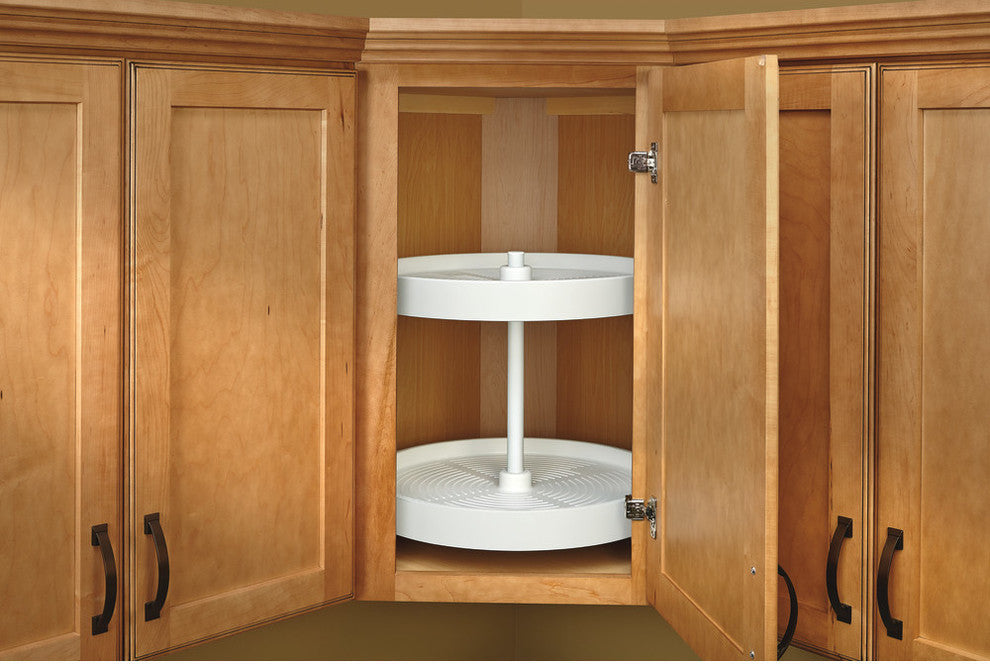 Polymer Full Circle 2-Shelf Lazy Susan for Corner Base Cabinet, White, 32"W