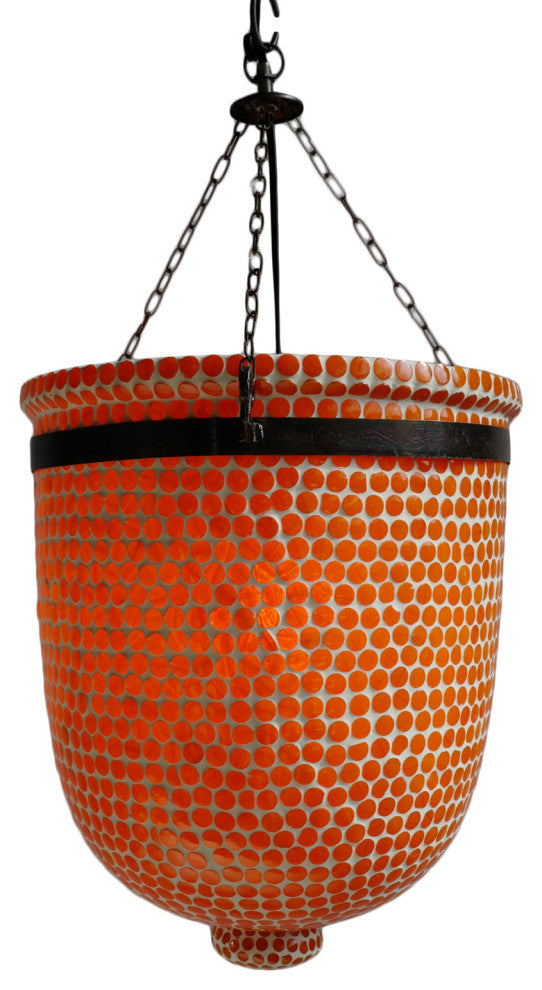Orange Mosaic Bucket Pendant, Medium