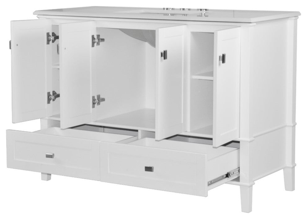 49" Single Vanity, White With Engineered Stone Top