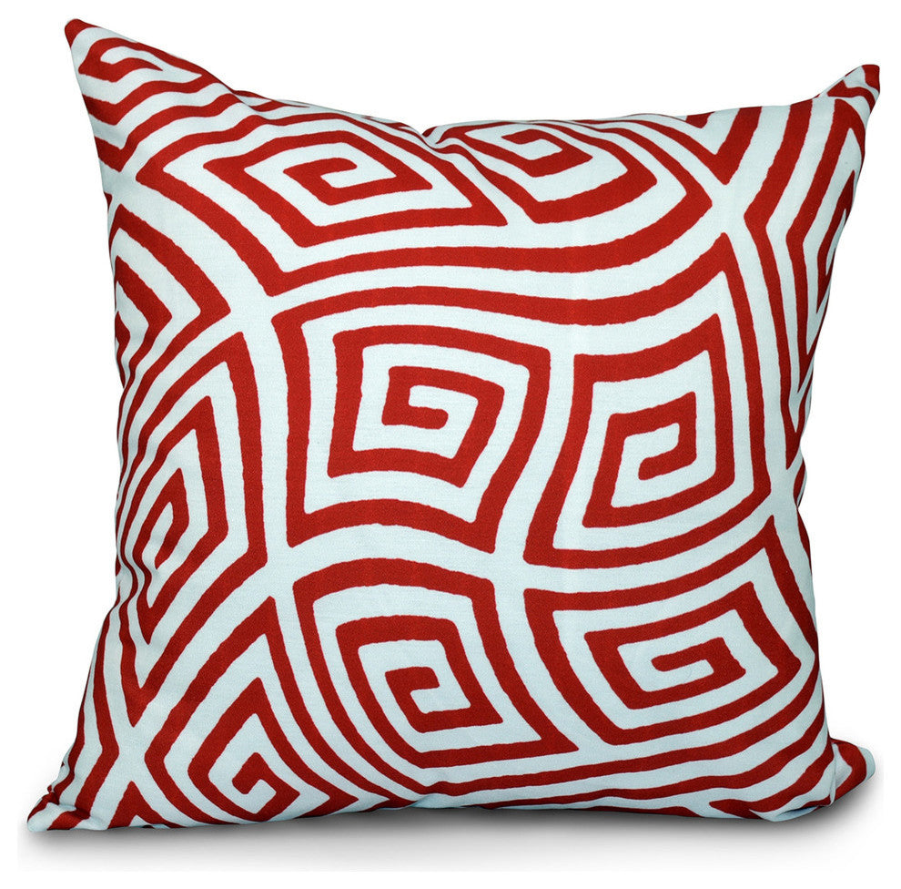 Geometric Decorative Pillow, Red, 18"x18"