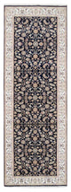 Midnight Blue, Wool and Silk Hand Knotted, Nain Fine Runner Rug, 2'8" x 9'10"