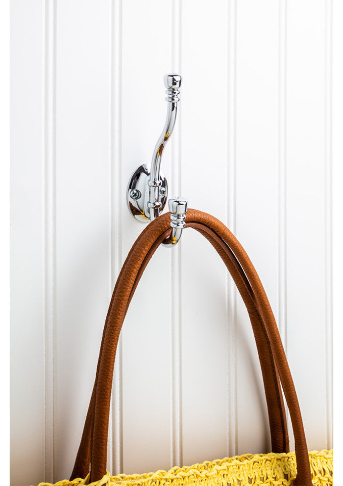 5-3/16" Double zinc wall mount hook. Finish: PC.