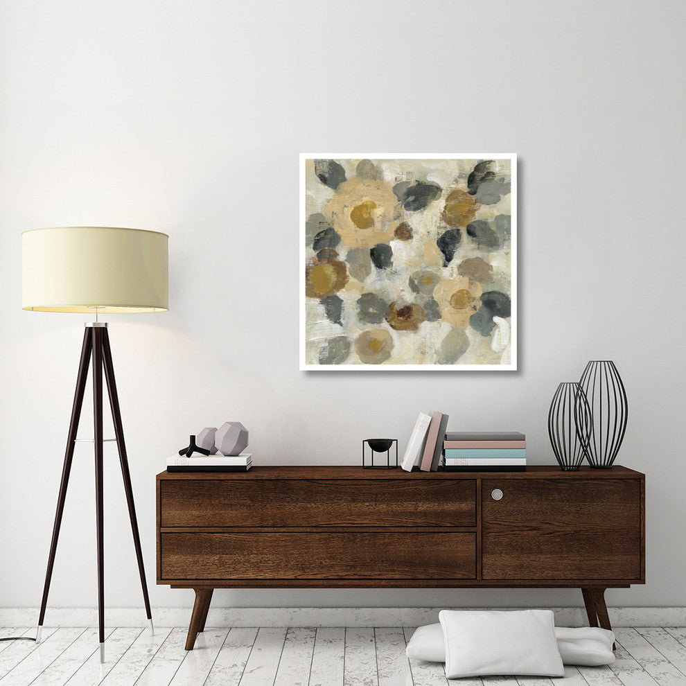 "Neutral Floral Beige II" Digital Paper Print by Silvia Vassileva, 38"x38"