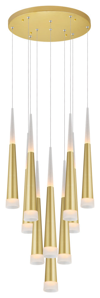 CWI Lighting 1103P16-10-602 Andes LED Multi Light Pendant With Satin Gold Finish