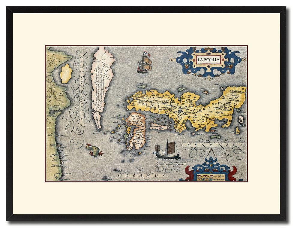 Japan Vintage Antique Map Wall Art, 16"x21"