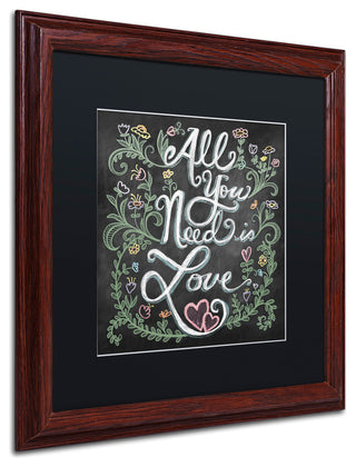 Elizabeth Caldwell 'All You Need is Love' Art, Wood Frame, Black Mat, 16x16