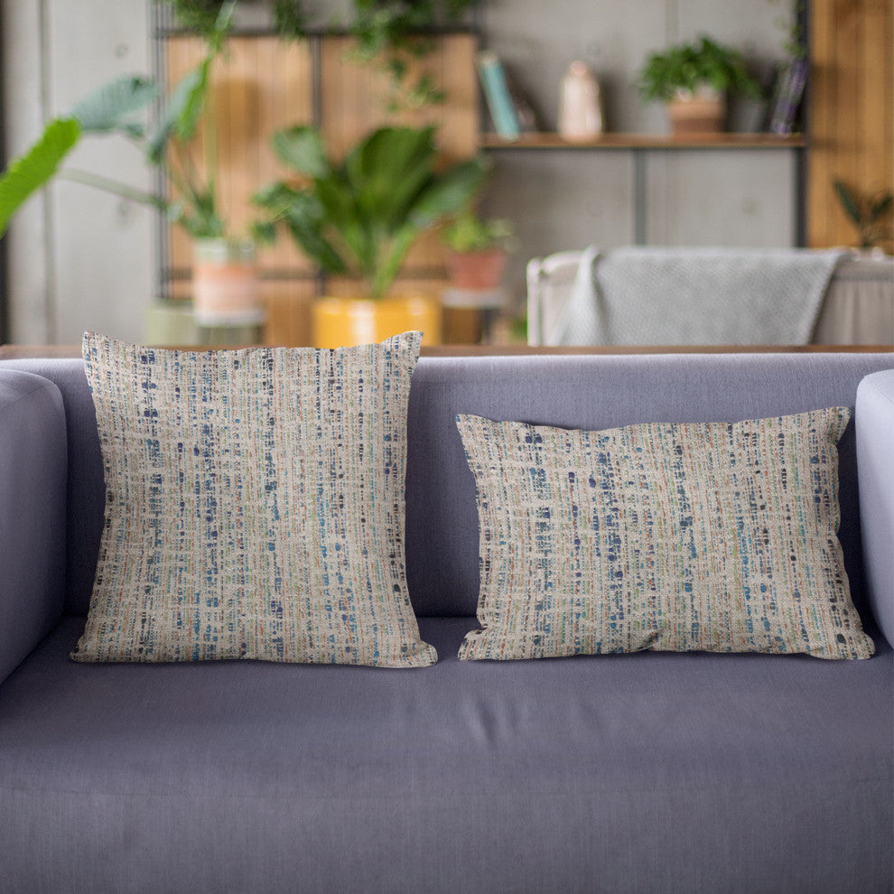 Plutus Blue Mixed Stripe Luxury Throw Pillow, 18"x18"