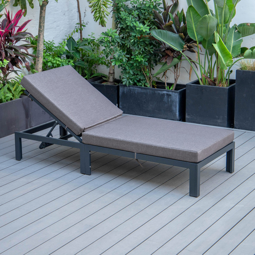 LeisureMod Chelsea Aluminum Patio Chasie Lounge Chair With Cushions, Blue