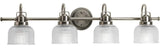 Antique-Inspired Bathroom Light With Textured Prismatic Shades, Dimmable Design
