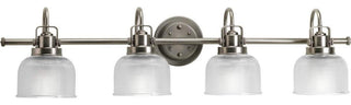 Antique-Inspired Bathroom Light With Textured Prismatic Shades, Dimmable Design