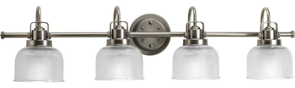 Antique-Inspired Bathroom Light With Textured Prismatic Shades, Dimmable Design