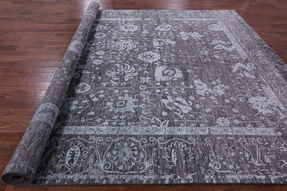 Persian Hand Knotted Wool and Silk Rug 10' 2" X 14' 2" Q11776
