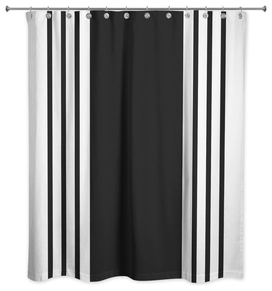 Farmhouse Stripe Shower Curtain, Black