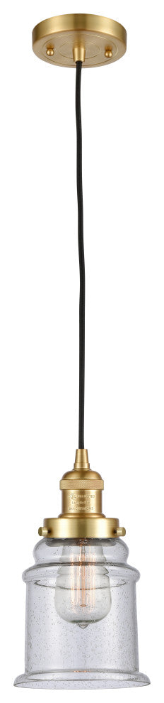 Canton 1 Light Mini Pendant, Satin Gold, Seedy