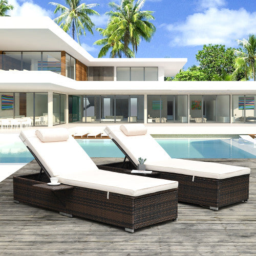 2 Piece Patio Rattan Chaise Lounge Outdoor Pe Wicket Furniture Set