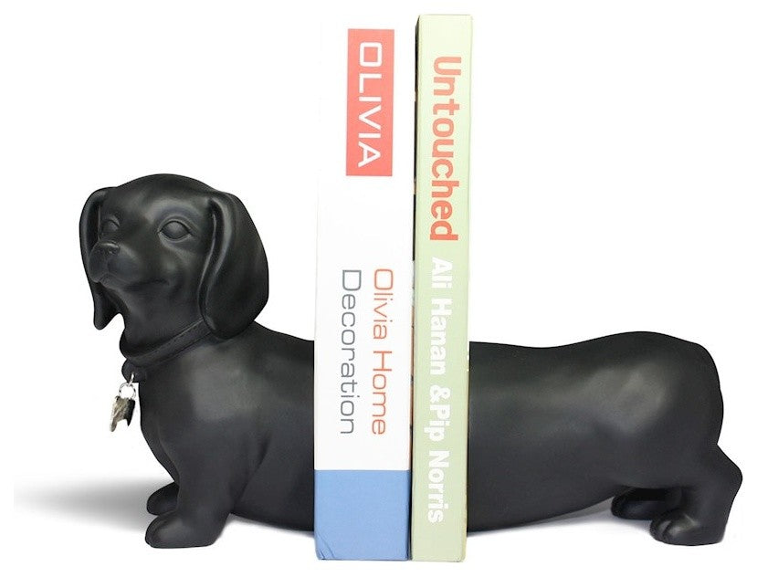 Danya B Dachshund Dog Bookend Set, Black