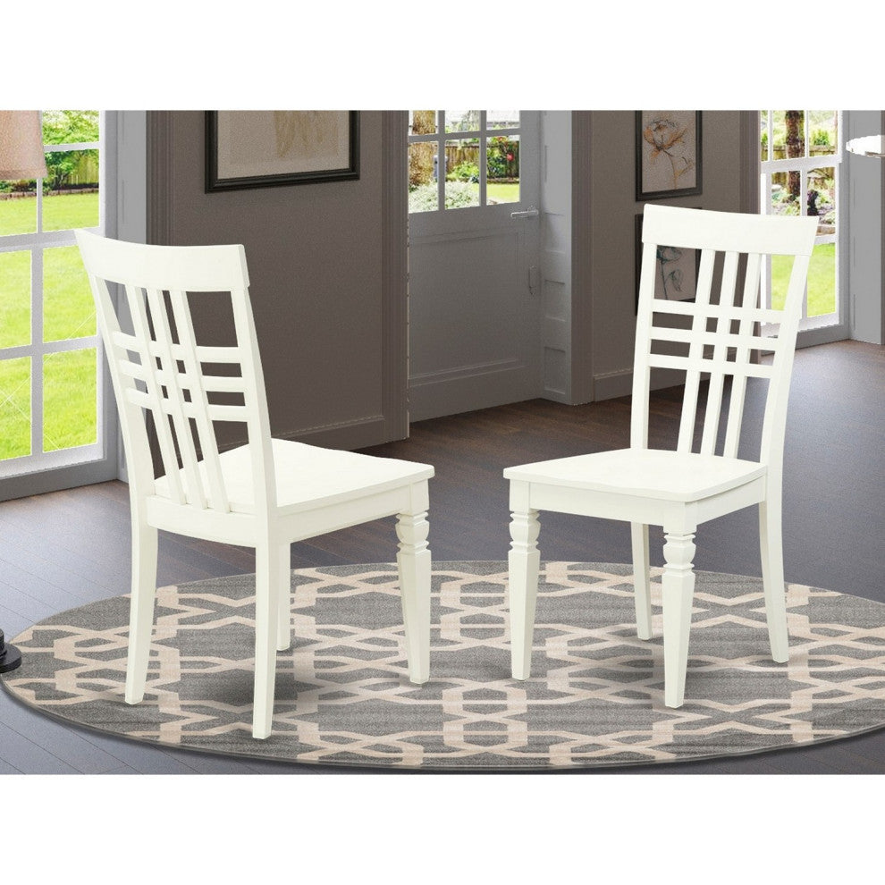 Logan Dining Chair With Wood Seat Linen White Finish- Set of 2