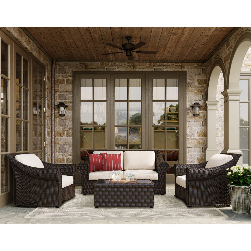 Martha Stewart Cedarstone 4-Piece Outdoor Conversation Set, Dark Brown