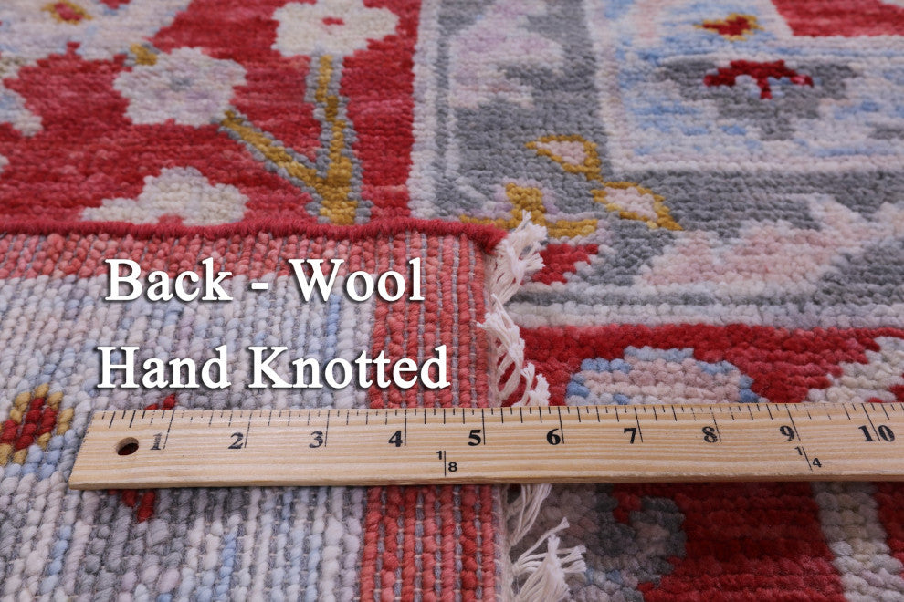 12' Square Handmade Turkish Oushak Wool Rug - Q13277