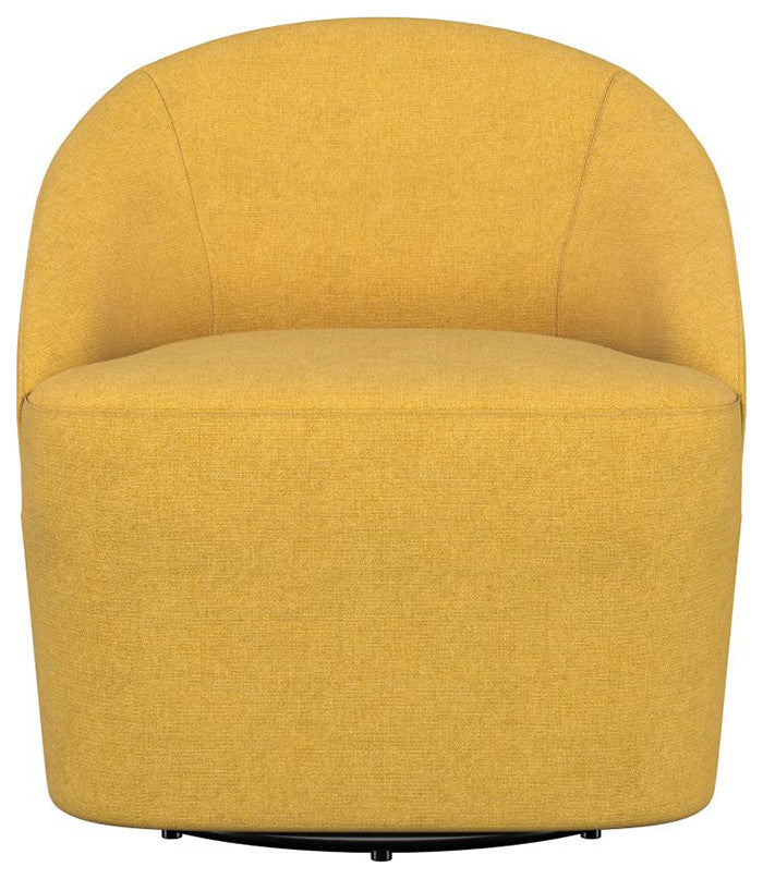 Upholstered Barrel Accent Swivel Chair, Yellow