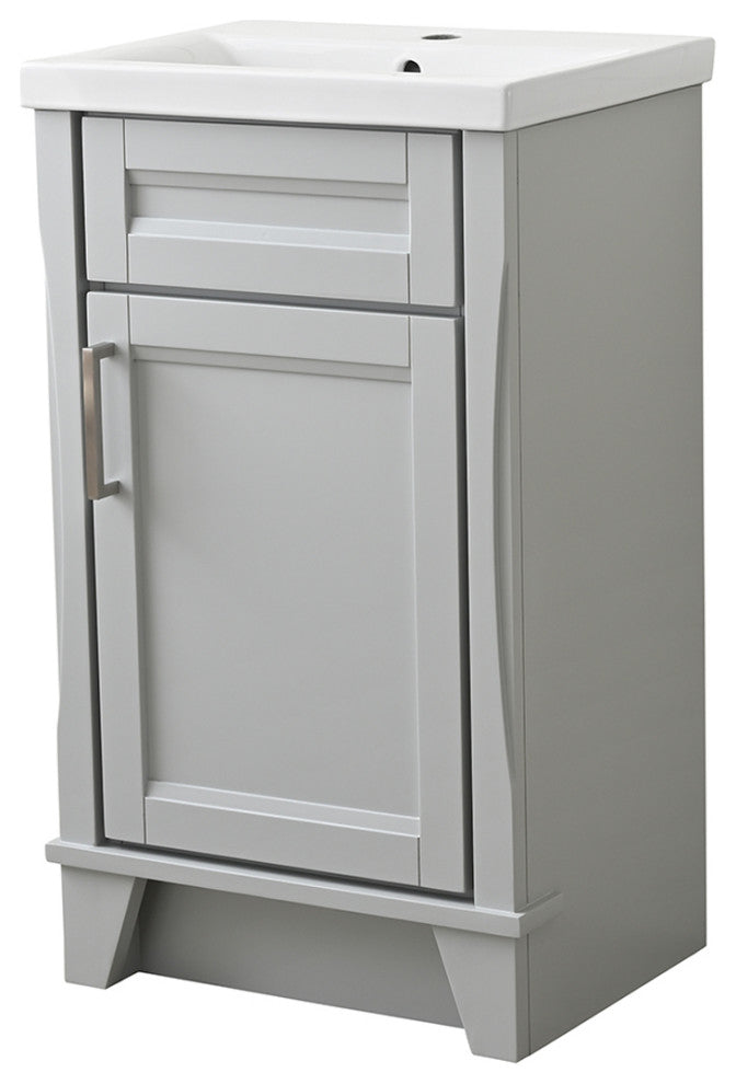 20" Single Sink Vanity With White Ceramic Sink Top, Light Gray