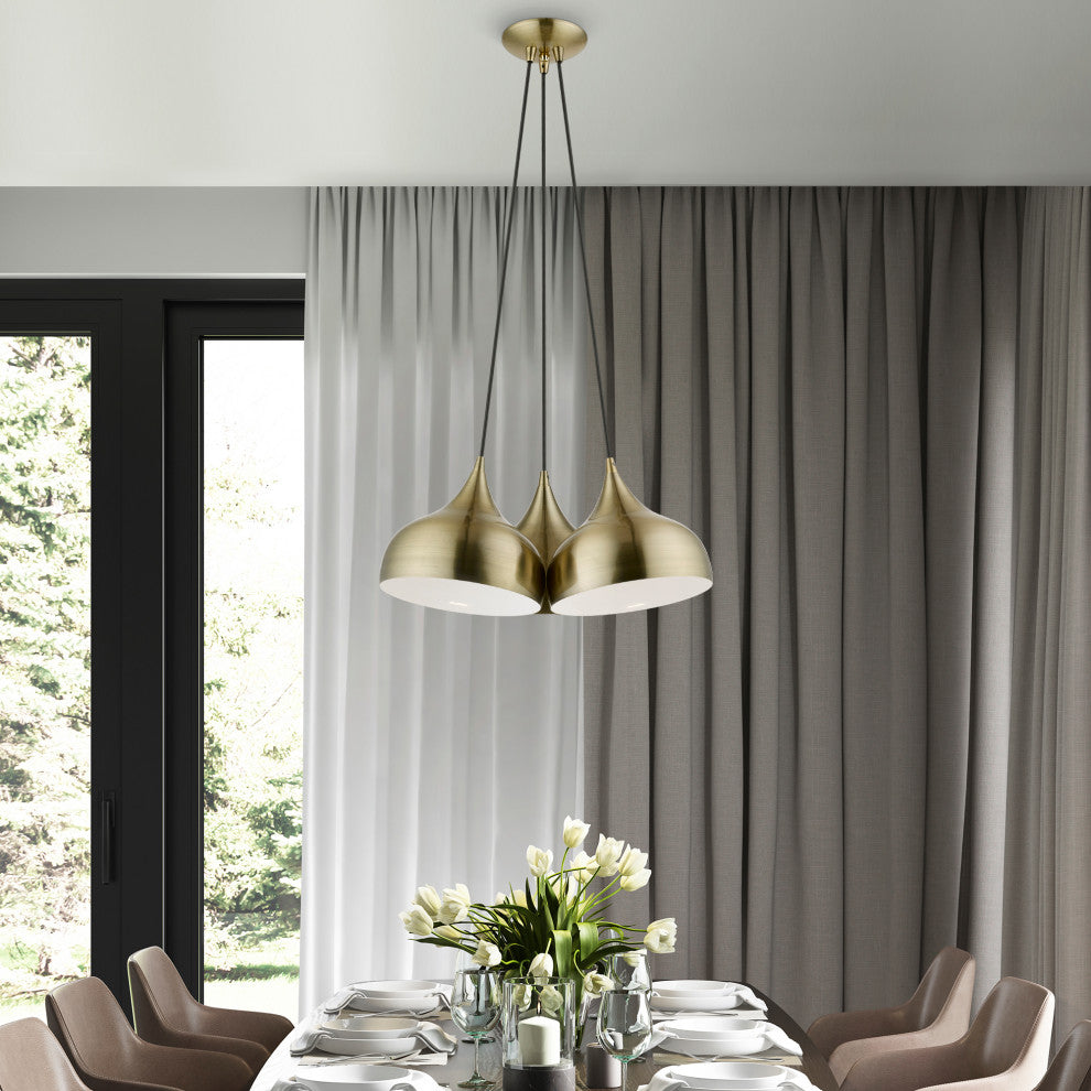 Livex Lighting 3 Light Antique Brass Cluster Pendant