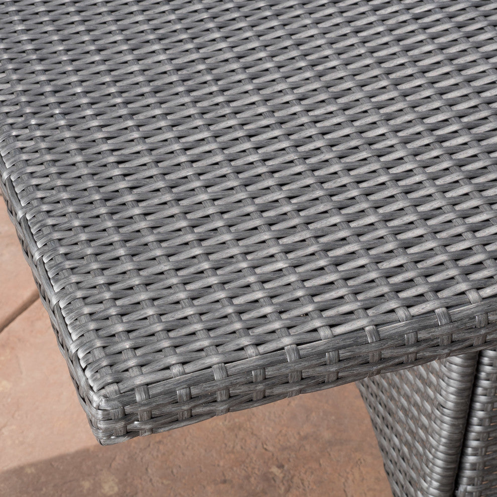 GDF Studio Manteo Rectangular Outdoor Wicker Dining Table, Gray
