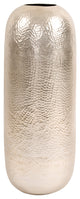Howard Elliott Oversized Metal Cylinder Vase with Hammered Silver Finish, Large