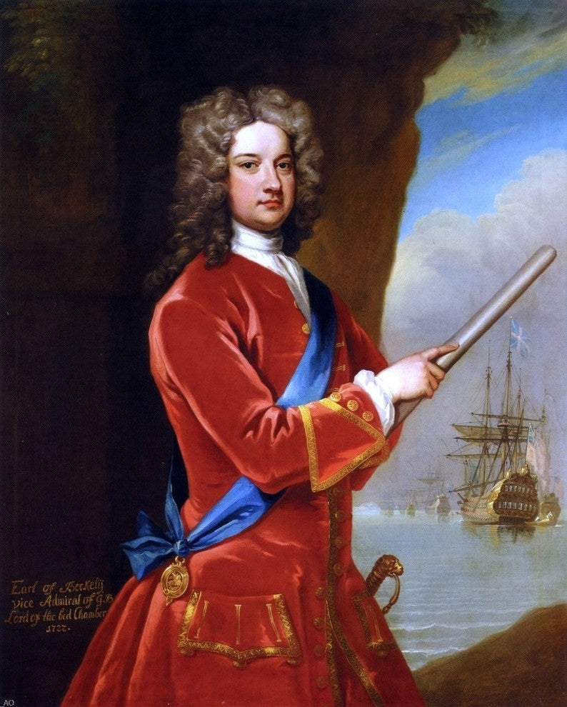Sir Godfrey Kneller Portrait of Admiral James Berkeley Wrapped Canvas, 20"x25"