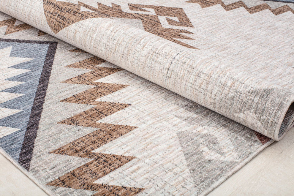 Jade Tapestry Beige Moroccan Tribal Tan Recycled Area Rug, 2'6" X 4'