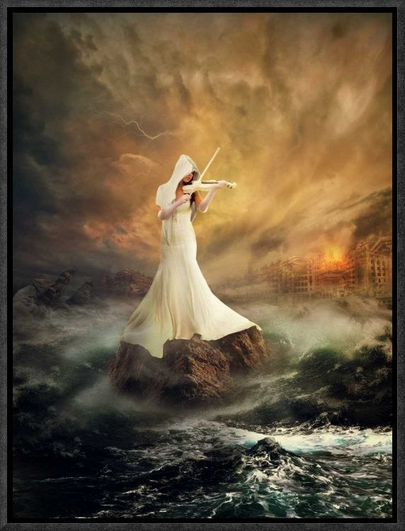 "Rhythm Of The Storms" Framed Canvas Giclee by Rooswandy Juniawan, 13x17"