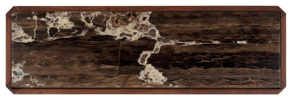 Safavieh Couture Bernardi Marble Top Console Table, Walnut/Brown