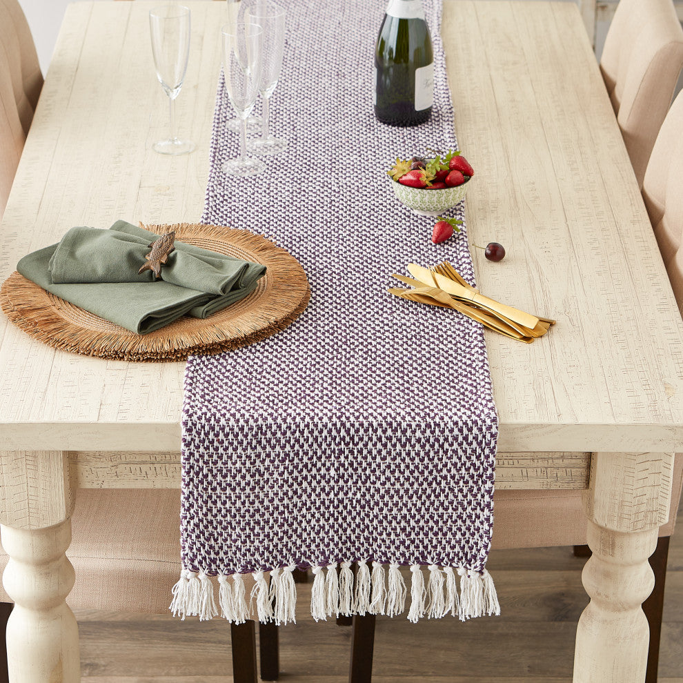 Eggplant Woven Table Runner 15x108