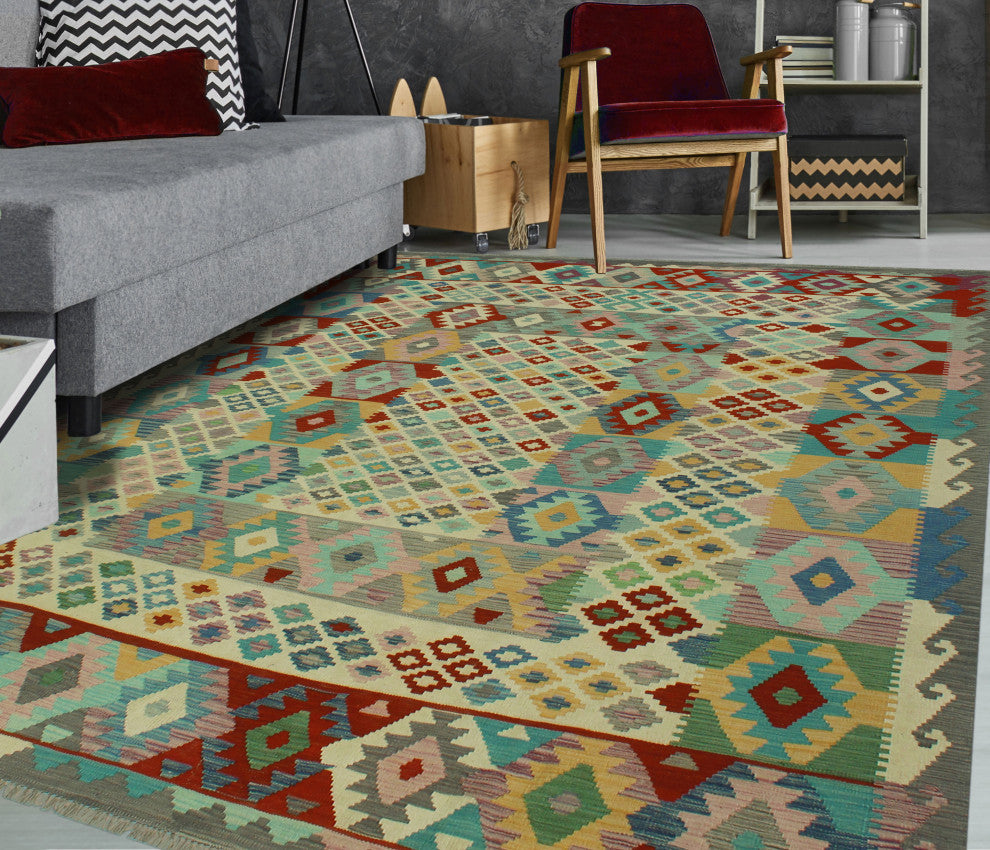 Sangat Kilim Aarif Ivory/Gray Rug, 8'5x11'3
