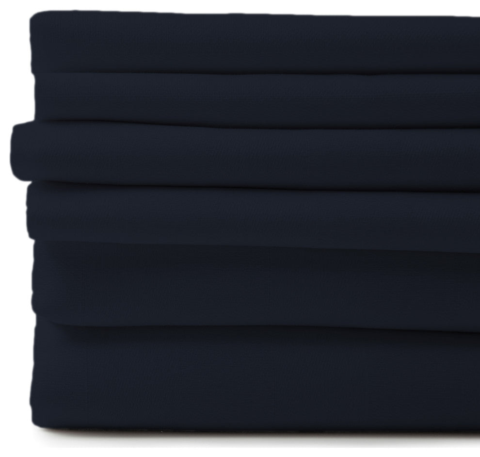 6-Piece 1800 Cotton Bamboo 4 Pillowcases Sheet Deep Pocket, Black, Full / Double
