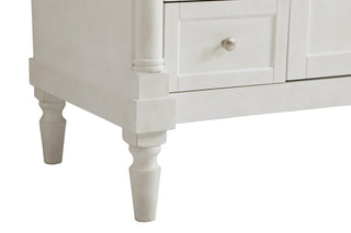 48" Single Bathroom Vanity, Antique White With Ivory White Engineered Marble