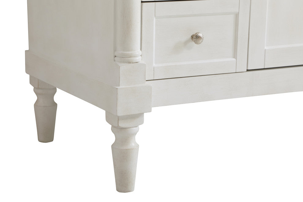 48" Single Bathroom Vanity, Antique White With Ivory White Engineered Marble