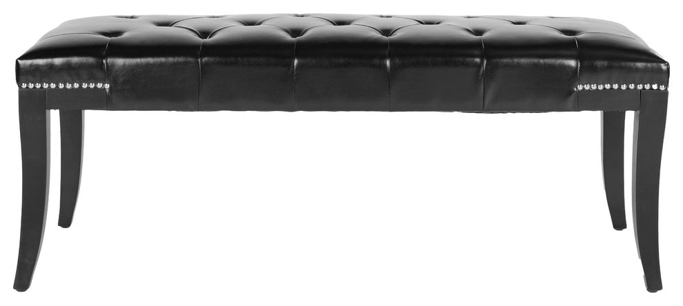 Safavieh Gibbons Bench, Black Leather