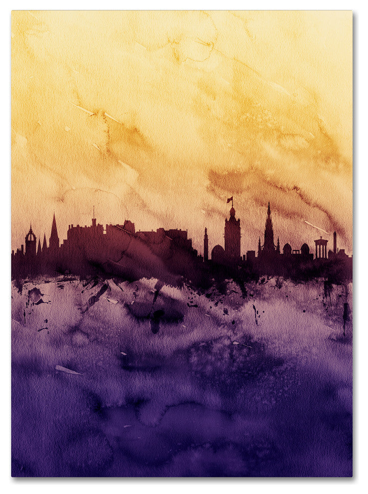 Michael Tompsett ''Edinburgh Skyline Tall Yellow'' Canvas Art, 18x24