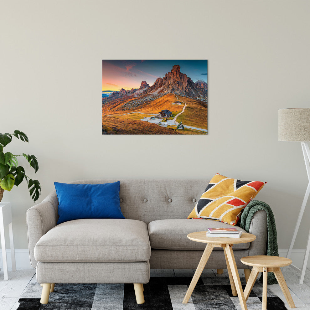 Sunset and Alpine Mountain Pass Landscape Photo Canvas Wall Art Print, 24" X 36"