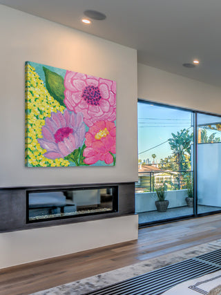 "Four Spring Flowers" Painting Print on Wrapped Canvas, 40"x40"