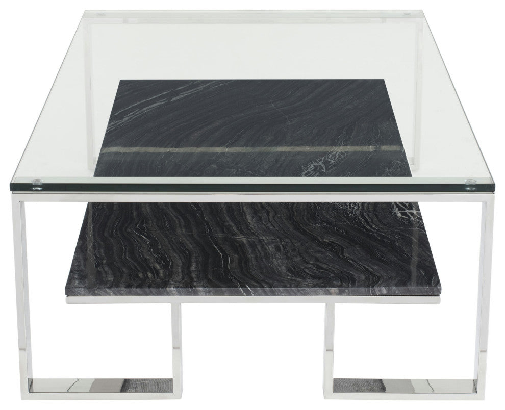 Tierra Black Wood Vein Stone Coffee Table, HGNA511