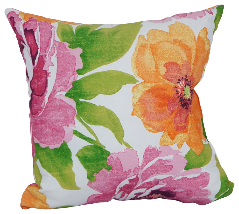 17" Square Polyester Outdoor Throw Pillows, Set of 4, Muree Garden