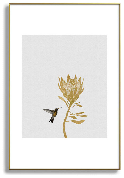Orara Studio Hummingbird and Flower I Metal Framed Art Print