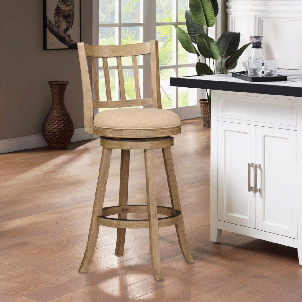 29" Sheldon Barstool, Driftwood Gray Wire-brush and Oatmeal