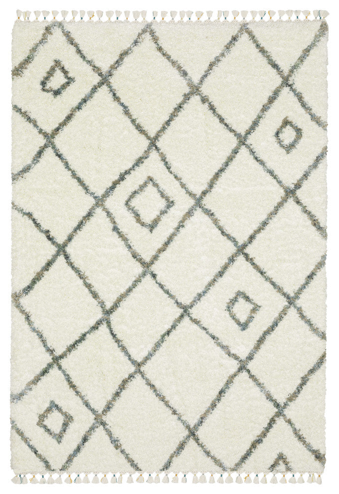 Aurora Diamond Ivory/Multi Indoor Area Rug, Ivory, 5'3" x 7'6"